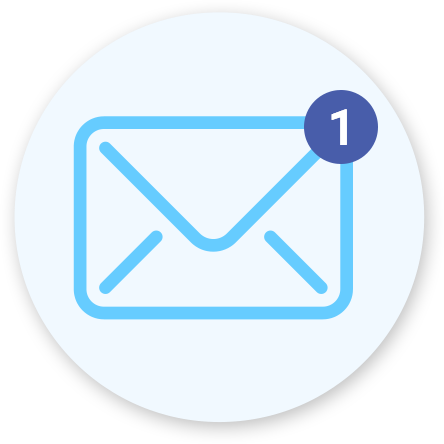 Ikona przedstawiająca wiadomość e-mail ze wskaźnikiem oznaczającym otrzymanie nowej wiadomości.